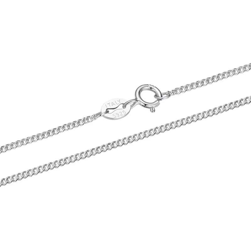 BAMOER side chain necklace in solid gold over 925 sterling silver for women and girls, 1.2 mm fine curb chain, recycled silver necklace
