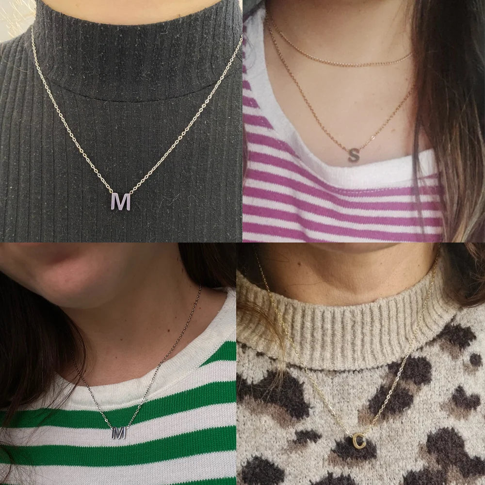 Minimalistische Halskette mit Initiale A–Z für Frauen, Alphabet-Buchstabe aus Edelstahl, Choker-Halskette, Schmuck, Großhandels-Geburtstagsgeschenk