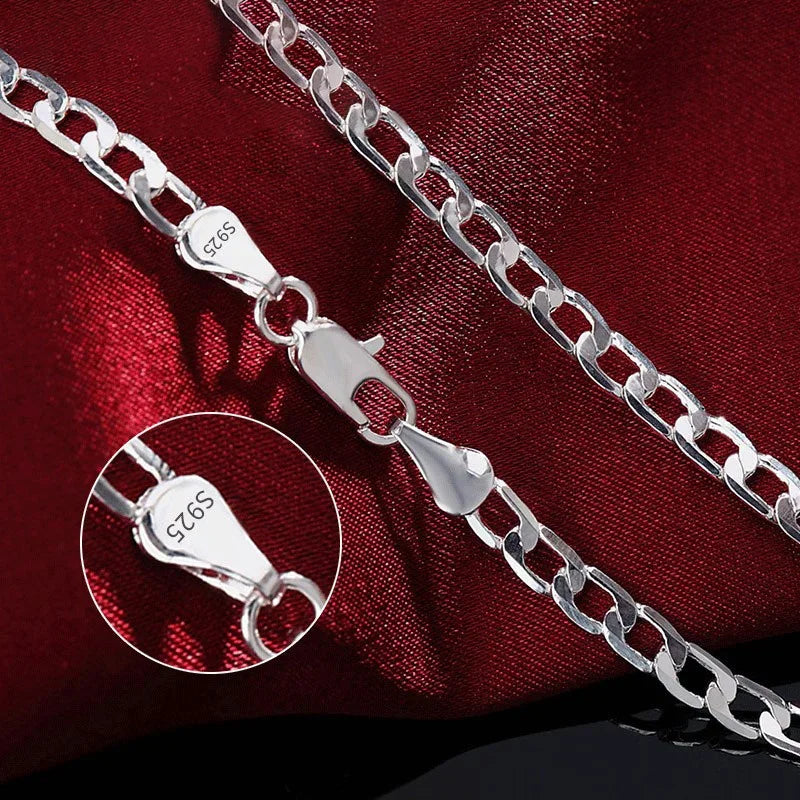 Men’s 925 sterling silver necklace, 2/4/6/8/10/12 mm, 40–75 cm, face chain necklace, lobster clasp, jewelry for men and women, engagement jewelry