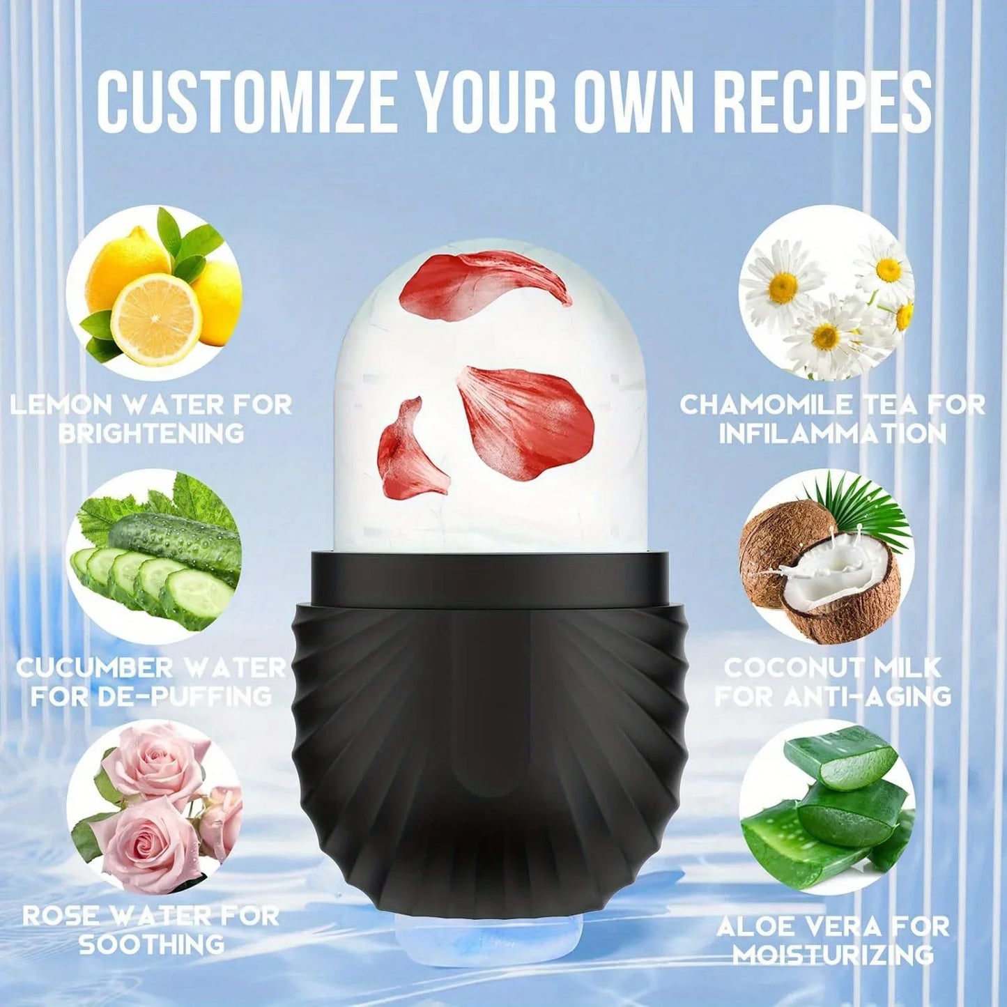 Gesichts-Eisroller, wiederverwendbare Silikonform für Gesichts- und Augenmassage, Schönheits- und Hautpflegegerät zur Anwendung von Eis und zur Verkleinerung der Poren