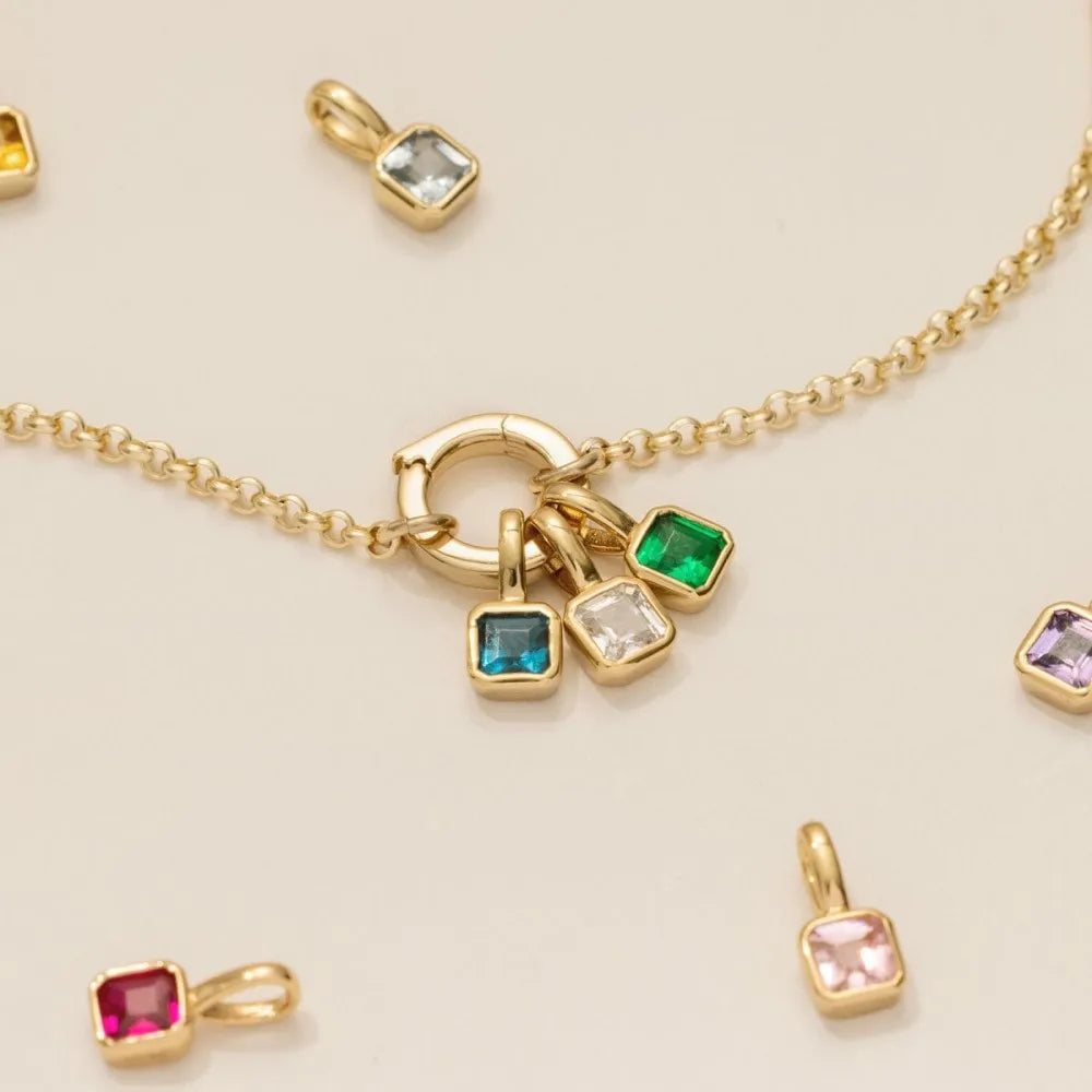 Stainless steel pendant DIY birthstone necklace for women, designer pendant necklace in gold color