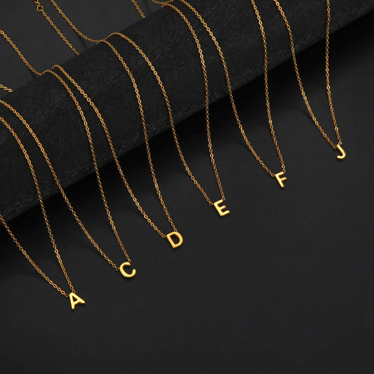 Minimalistische Halskette mit Initiale A–Z für Frauen, Alphabet-Buchstabe aus Edelstahl, Choker-Halskette, Schmuck, Großhandels-Geburtstagsgeschenk