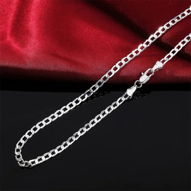 Men’s 925 sterling silver necklace, 2/4/6/8/10/12 mm, 40–75 cm, face chain necklace, lobster clasp, jewelry for men and women, engagement jewelry