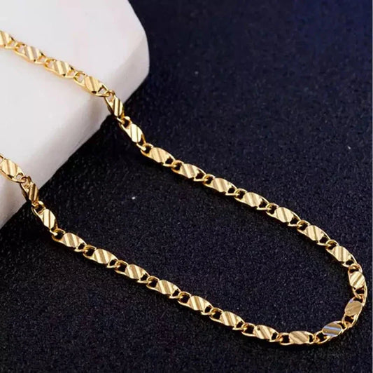 Fashion 18K gold necklace, 2 mm, 16/18/20/22/24/26/28/30 inch side chain, necklace for women and men, jewelry, 925 silver necklace