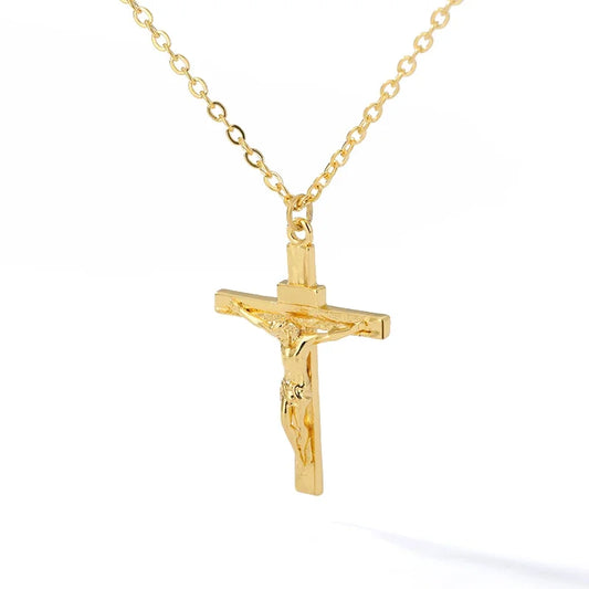 Christian Jesus cross necklace for women and men, stainless steel chain, choker, religious cross pendant, jewelry, prayer and baptism gift