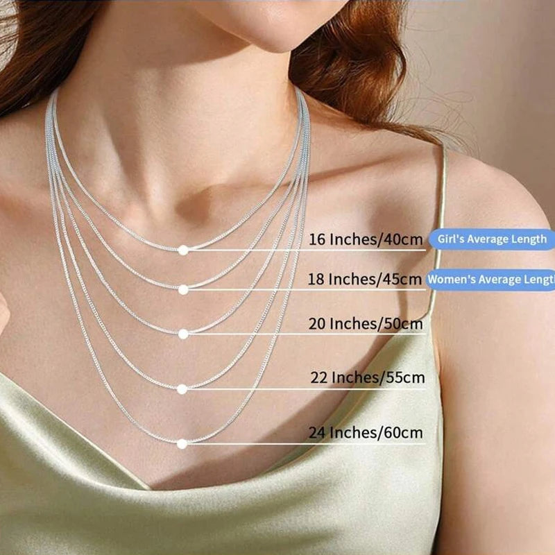 BAMOER side chain necklace in solid gold over 925 sterling silver for women and girls, 1.2 mm fine curb chain, recycled silver necklace