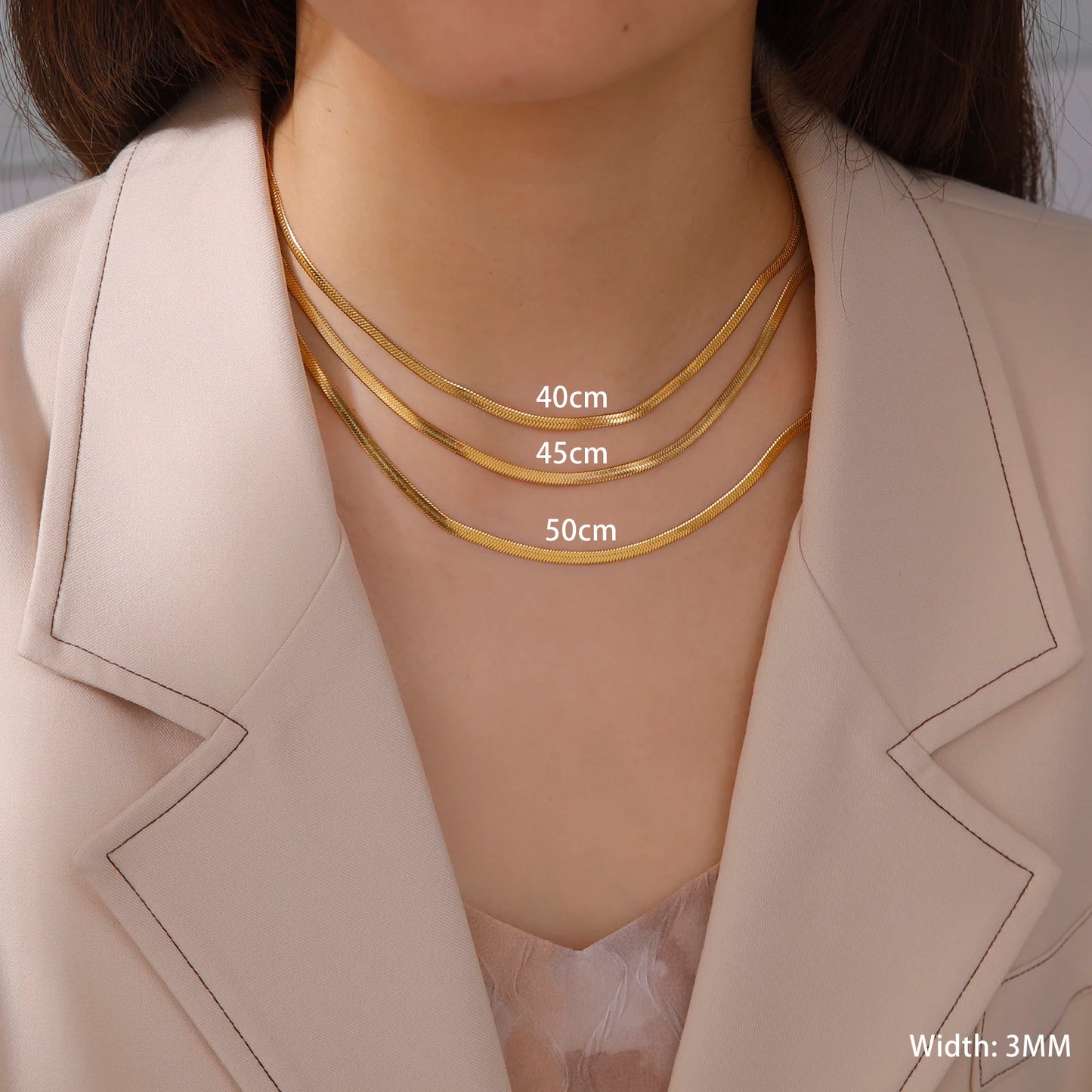 Skyrim stainless steel snake chain necklace for women and men, gold-tone herringbone choker necklace, trendy 2026 jewelry, gift, popular