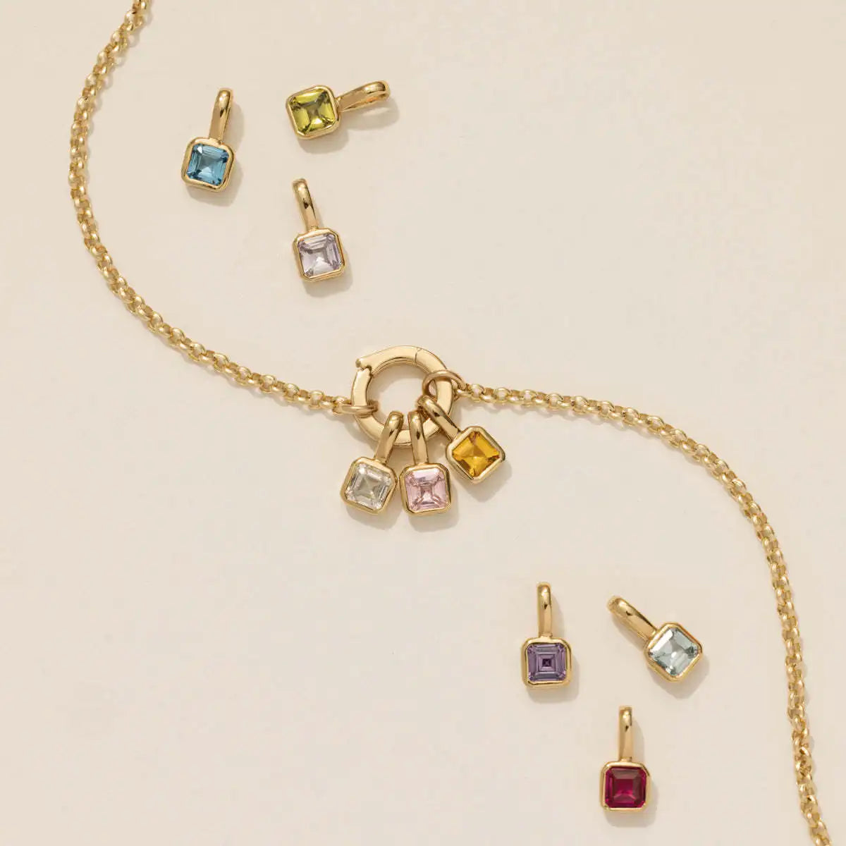 Stainless steel pendant DIY birthstone necklace for women, designer pendant necklace in gold color