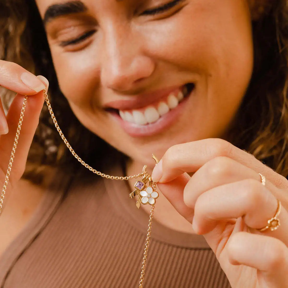Stainless steel pendant DIY birthstone necklace for women, designer pendant necklace in gold color