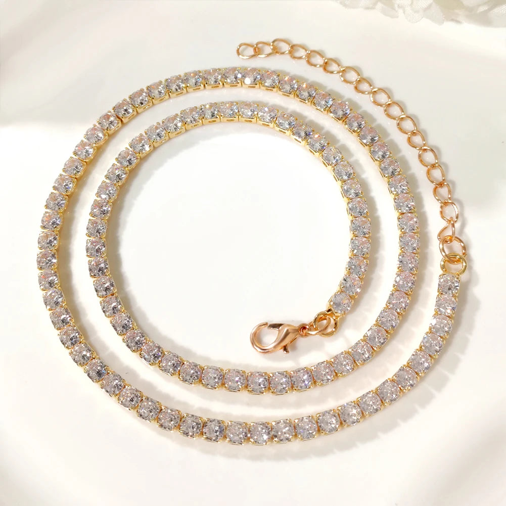 New cursive letter necklace with cubic zirconia, initial name necklace in hip-hop style, jewelry in gold and silver colors, CZ pendant with 26 letters