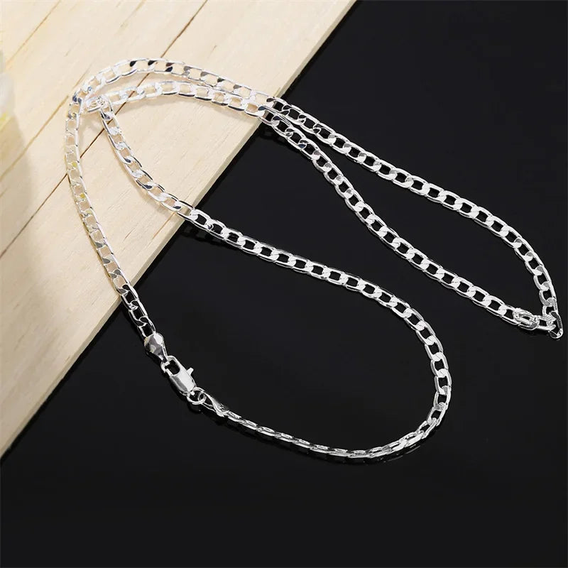 Men’s 925 sterling silver necklace, 2/4/6/8/10/12 mm, 40–75 cm, face chain necklace, lobster clasp, jewelry for men and women, engagement jewelry