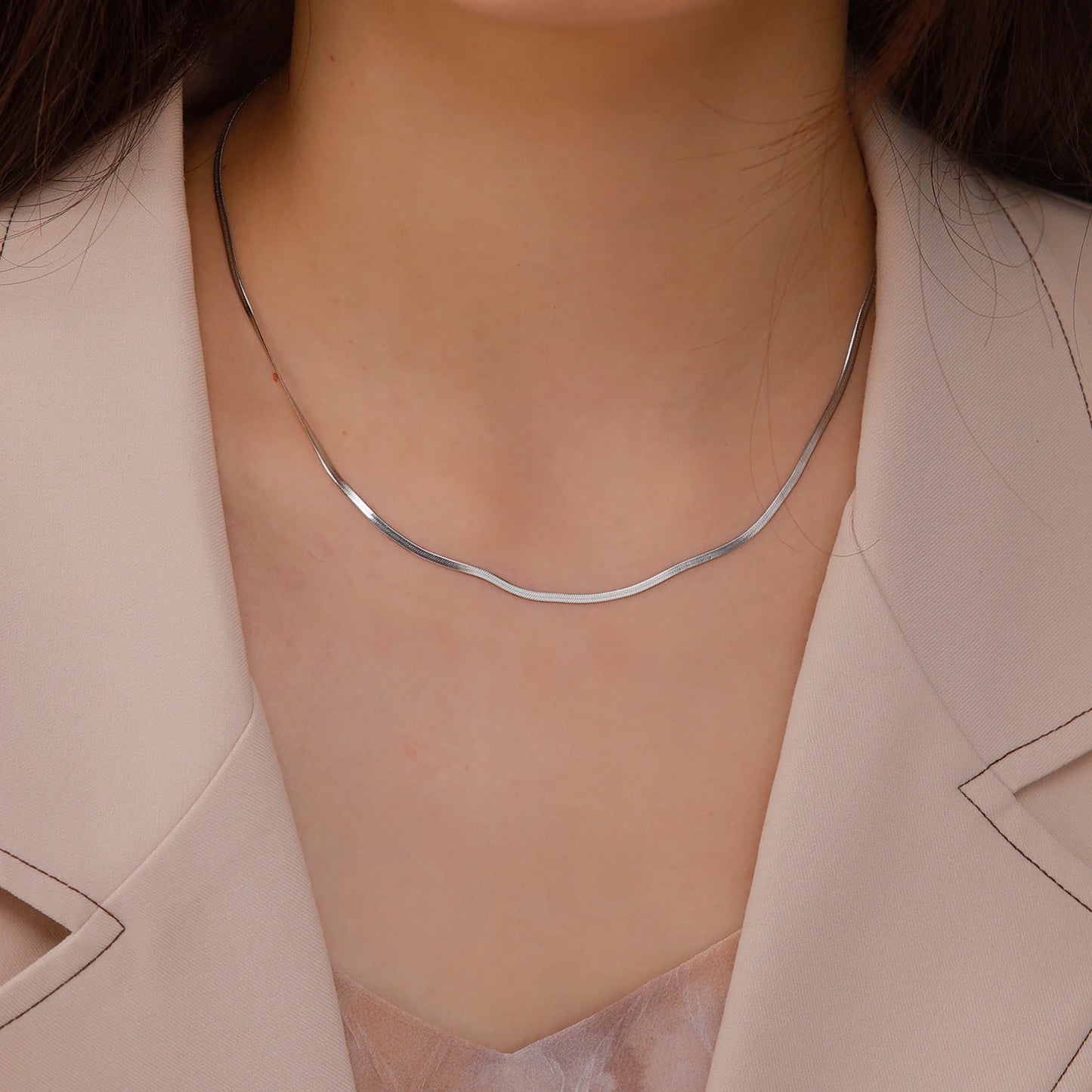 Skyrim stainless steel snake chain necklace for women and men, gold-tone herringbone choker necklace, trendy 2026 jewelry, gift, popular