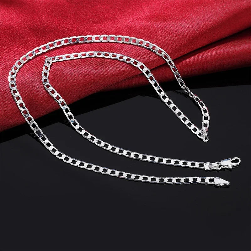 Men’s 925 sterling silver necklace, 2/4/6/8/10/12 mm, 40–75 cm, face chain necklace, lobster clasp, jewelry for men and women, engagement jewelry